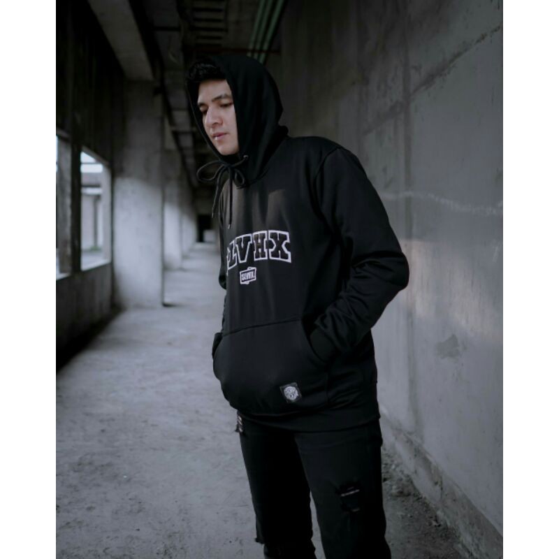 Salviohexia Sweater Hoodie Bordir Sweater Pria Hitam