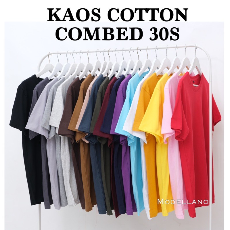 KAOS POLOS A COTTON COMBED 30S BASIC TEE KATUN UNISEX MURAH O NECK OBLONG GROSIR ABG CASUAL DISTRO