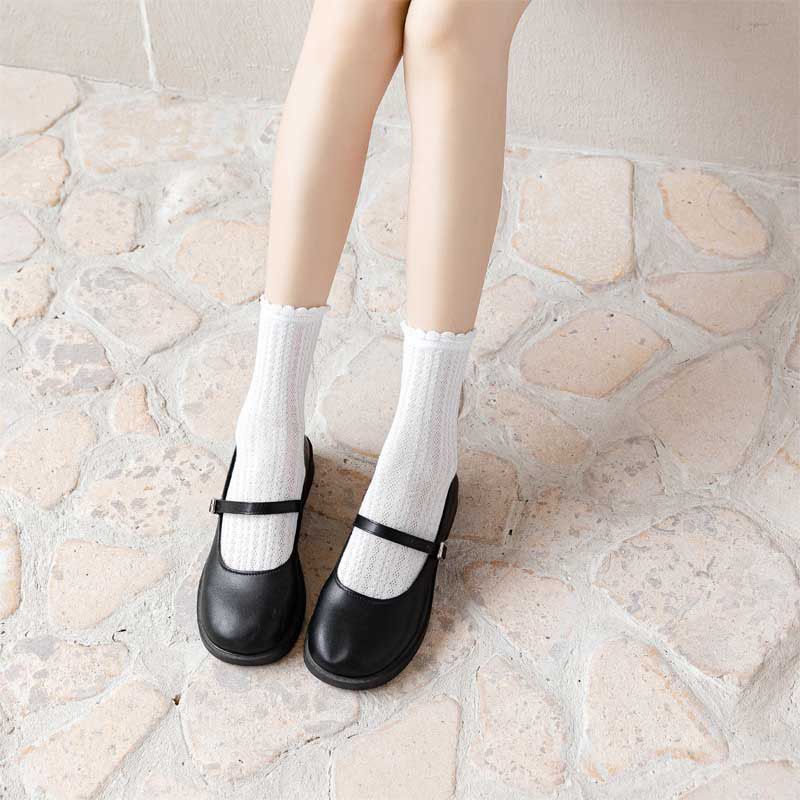 KAKOS KAKI LOLITA IMPORT BASIC WHITE SOCKS WAMITA RAJUT COTTON MENERAP MUSIM PANAS KK-44