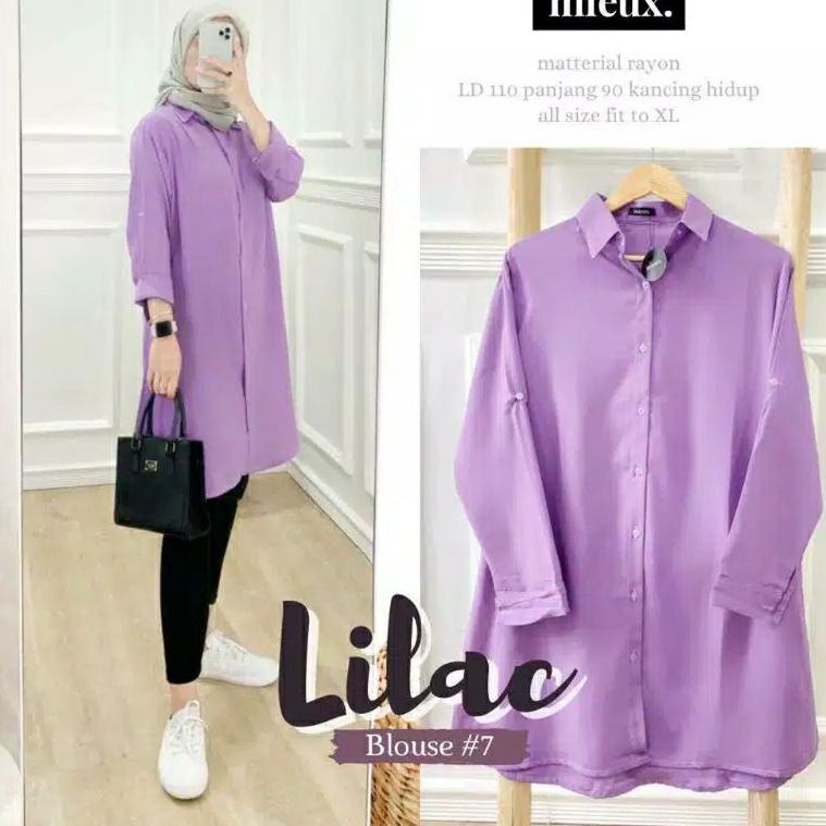 TUNIK WARNA UNGU LILAC LAVENDER VIOLET BAHAN RAYON TWILL LD 110CM // TUNIK PANJANG Jumbo LD 100 110 