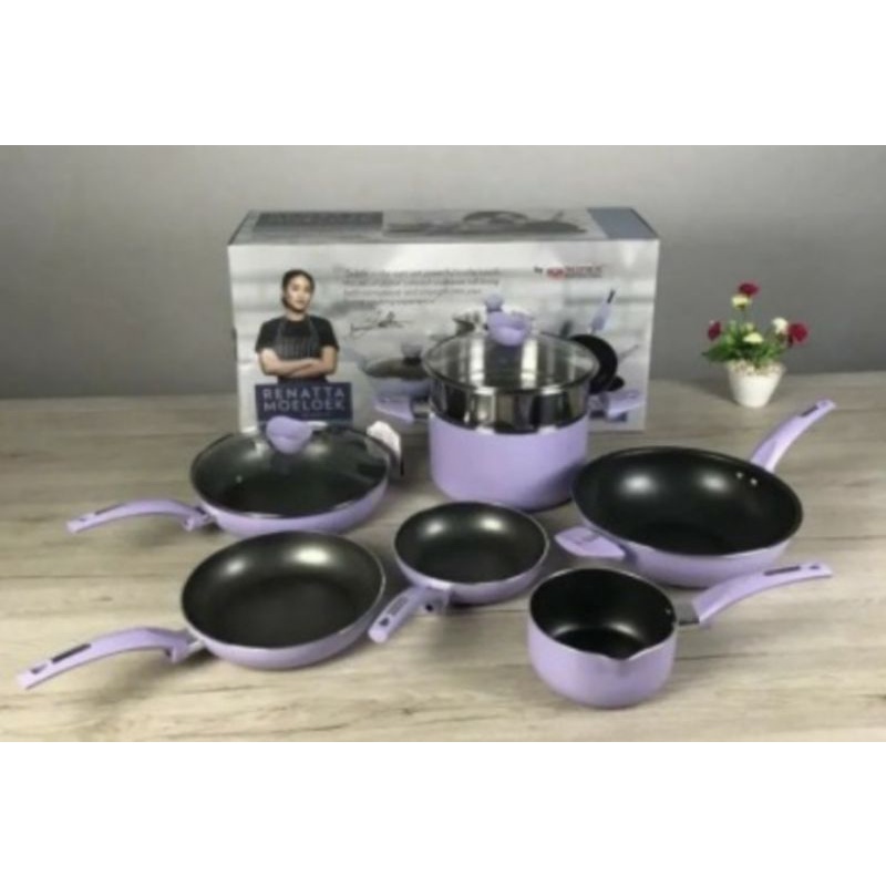 Panci Set  Supra Renatta 9 pcs Pastel Warna Tosca/Pastel