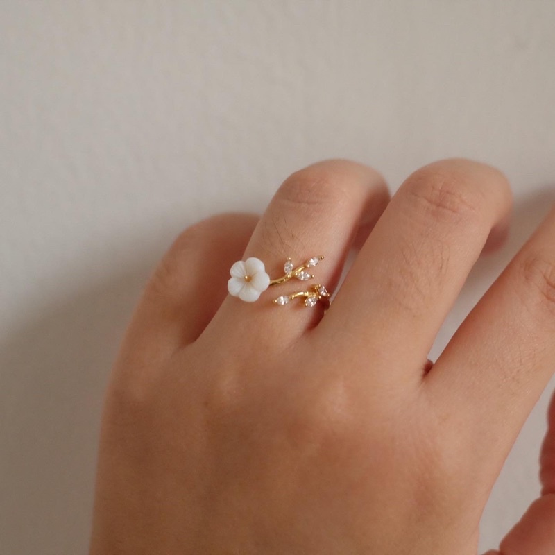 Ark.co - Kalla (flower , star heart , butterfly) ring cincin bunga kupu kristal gemstone fashion wanita