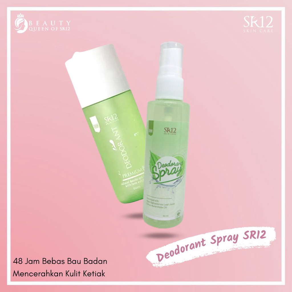 SR12 Deodorant Spray 60ml Penghilang Bau Badan Keringat Non Alkohol Antiperspirant Mencerahkan Kulit Ketiak