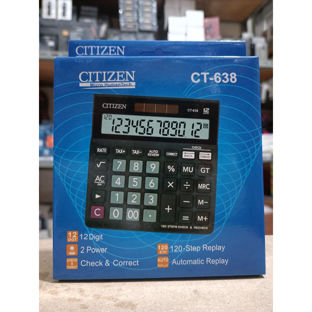 KALKULATOR CITIZEN CT 638 - 12 DIGIT - TAX CALCULATION - CHECK AND CORRECT