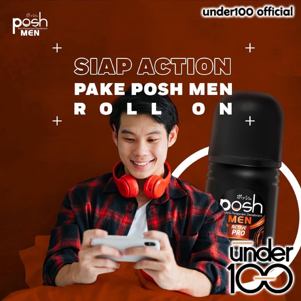 ❤ Under100 ❤ POSH Men Anti-Perspirant Deodorant Active Cool | Active Pro 48 jam | Deodoran Roll On 50 mL | BPOM