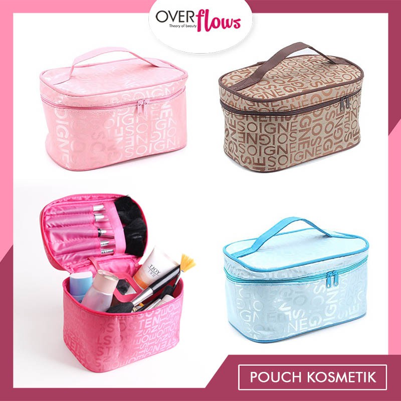 OVERFLOWS.ID Tas Make Up Pouch Tempat Kosmetik Skincare Travel Bahan Tebal Import Murah