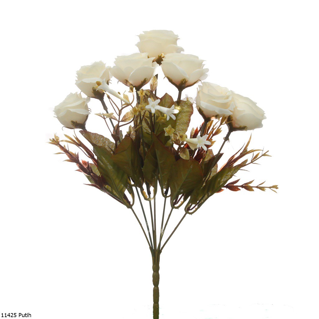 Bunga Plastik Mawar 1142-Putih