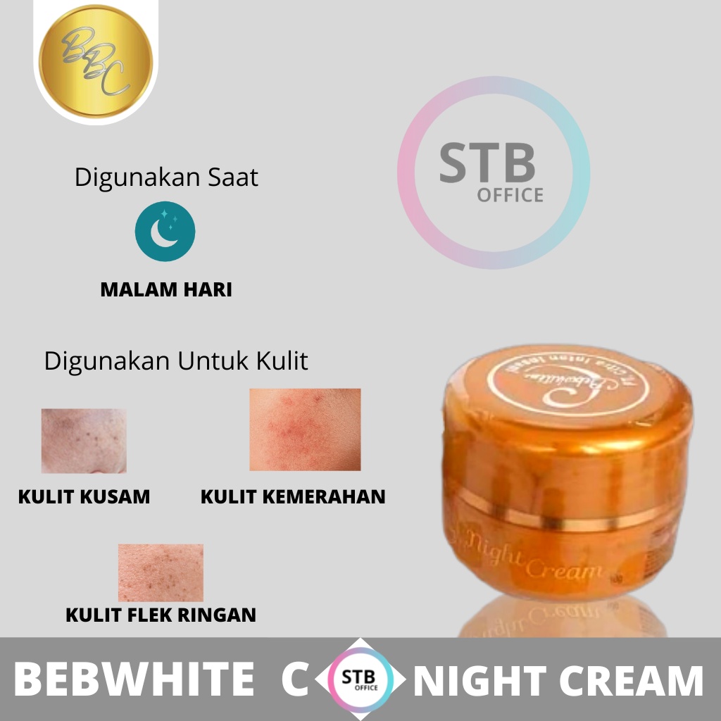 Bebwhite C BBC Night Cream Glow Krim Malam Glowing Perawatan Wajah Normal Berminyak