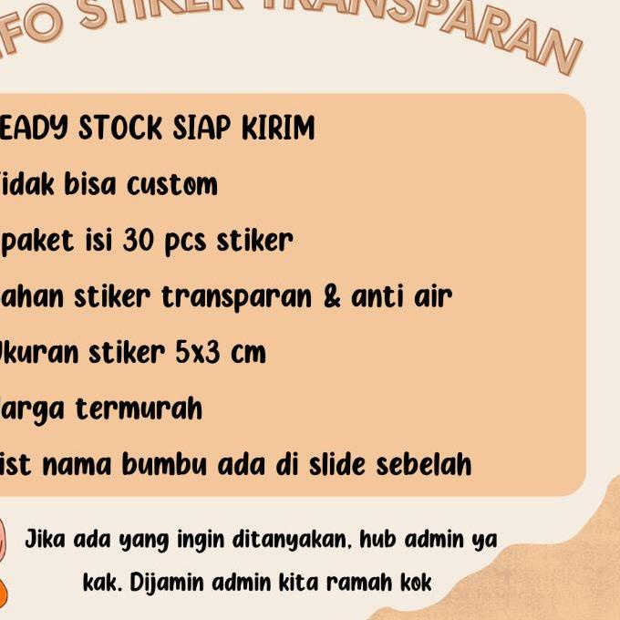 

♖[SIAP KIRIM] READY STOCK STIKER NAMA BUMBU DAPUR TRANSPARAN STICKER KITCHEN LABEL GULA PENANDA MURAH WATERPROOF ANTI AIRtermurah se indonesia