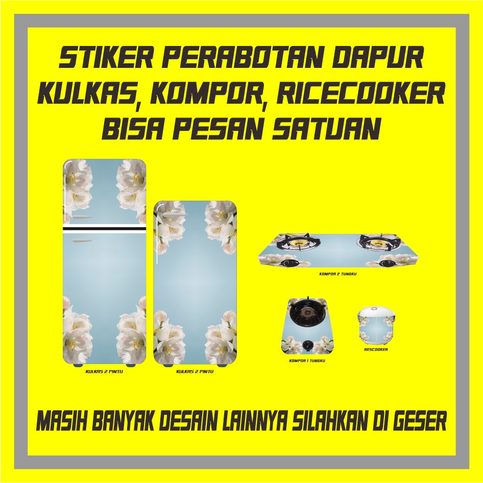 Stiker Kulkas, Kompor, Ricecooker Motif Bunga Terbaru