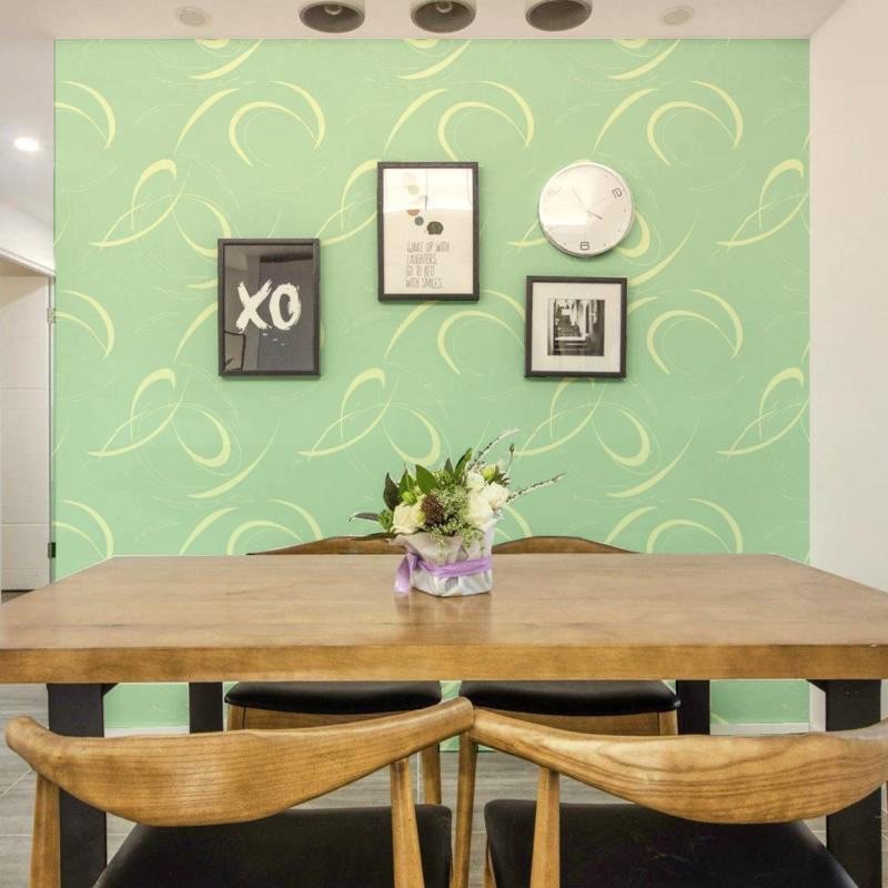 Wallpaper Sticker Dinding Motif Garis Lengkung Krem Panjang 10M x Lebar 45CM