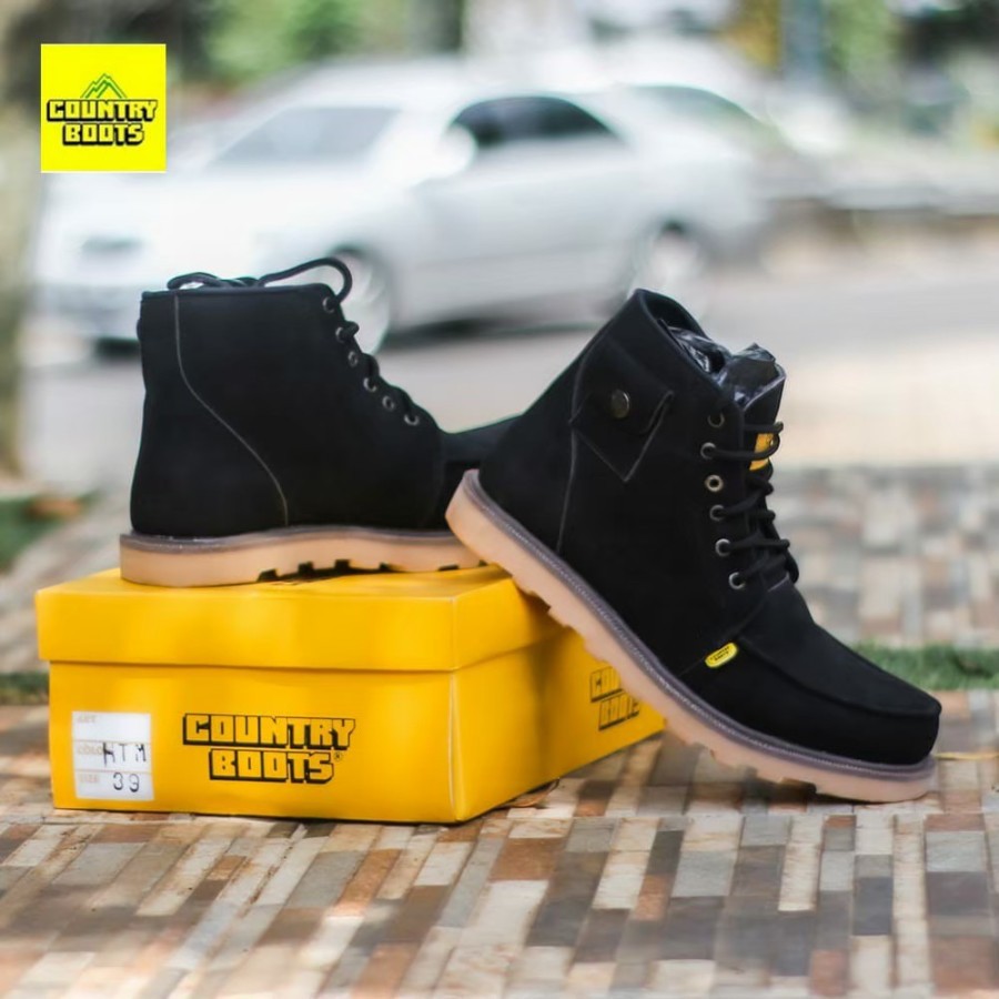 Sepatu Kulit Asli Boots Pria Country Boots Saku Original Leather Black