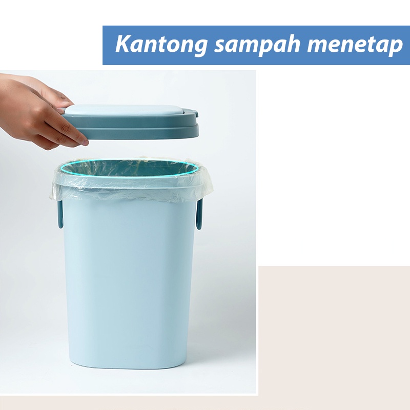 Letyeah &amp; Kaizenliving Tempat Sampah Plastik Dengan Tutup / Tong Sampah Rumah Dan Dapur Portable /Trash Bin 8L