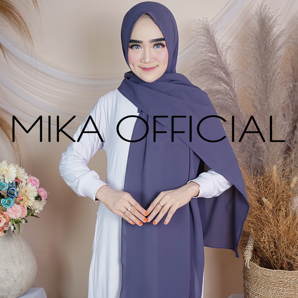 PASHMINA DIAMOND ||  PASHMIN NON TALI/TANPA TALI  POLOS DIAMOND PREMIUM QUALITY-SILVER BLUE