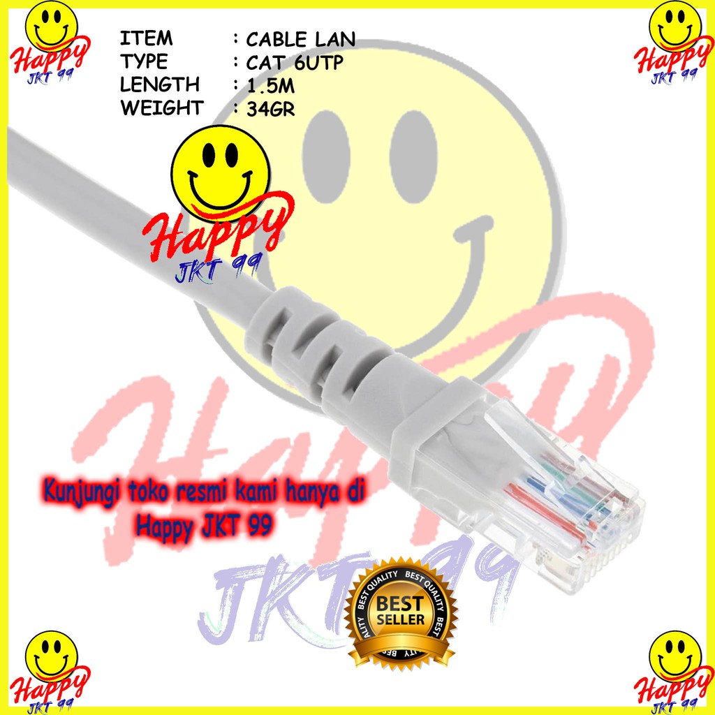 [ HAPPY JKT 99 ] KABEL LAN UTP 1,5M 1.5M 1,5 1.5 M METER CAT6 CAT 6