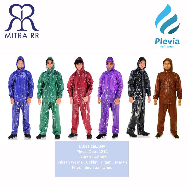 Jas Hujan Jaket Celana Stelan Plevia Opus 1812 Karet Rubber XL