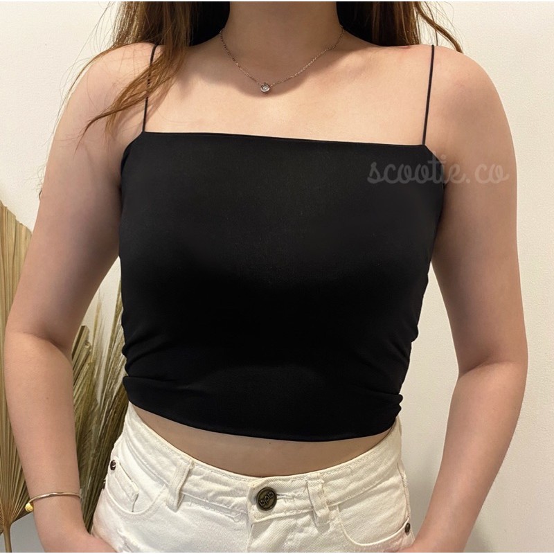 (COD) TankTop Spagetti | Tanktop Polos Tali Spaghetti Square Crop | Tanktop Wanita / Jersey Premium