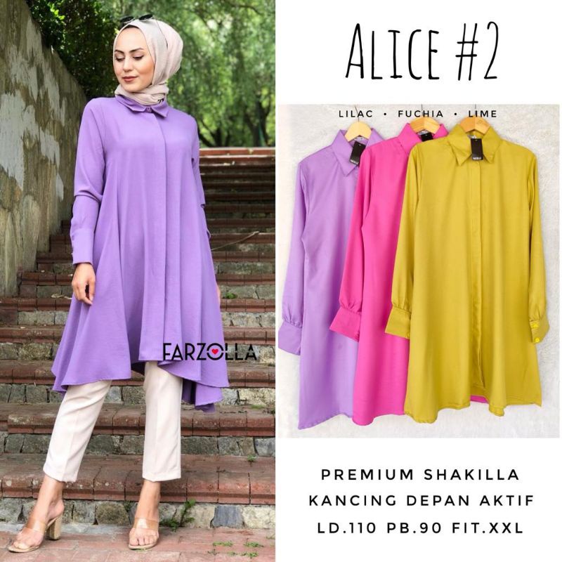 ALICE TUNIK | Tunik Polos | Tunik Basic | Kemeja Tunik | Long Tunik | Tunik Batwing | Tunik Kancing 