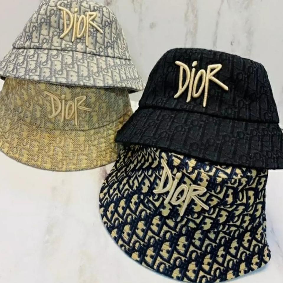 b7✷Paling Popular ( COD ) Topi Dior Kanvas Bucket Premium Quality Import - Grey 46 ↔