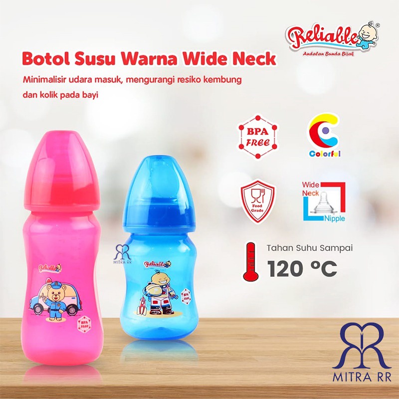 Reliable Botol Susu Wide Neck 160 ml / 280 ml Botol Susu Warna Anti Kolik