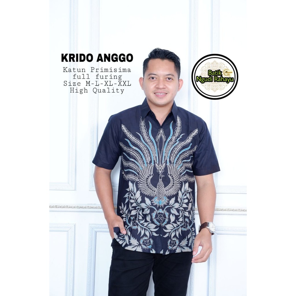 KRIDO ANGGO Kemeja Batik Solo Pria Lapis Furing PREMIUM Lengan Panjang Pendek Batik NGUDI RAHAYU