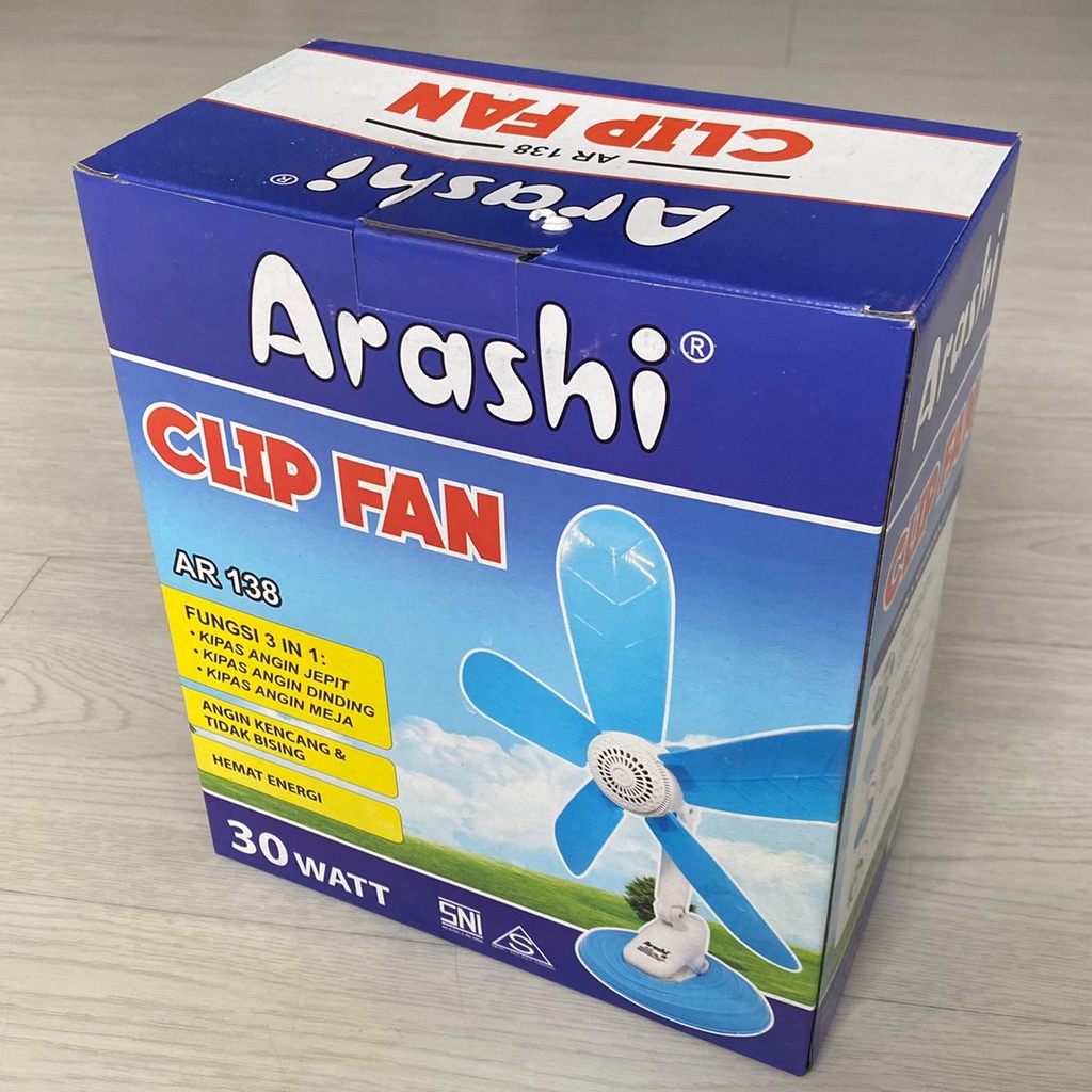 30W Arashi - Kipas Angin duduk 30 watt / Kipas Angin Jepit Clip Fan AR138 30 Watt