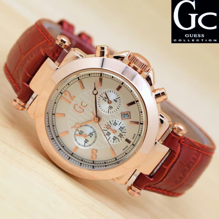 Jam Tangan Wanita GC Kulit Guess Collection Fashion wanita - Merah