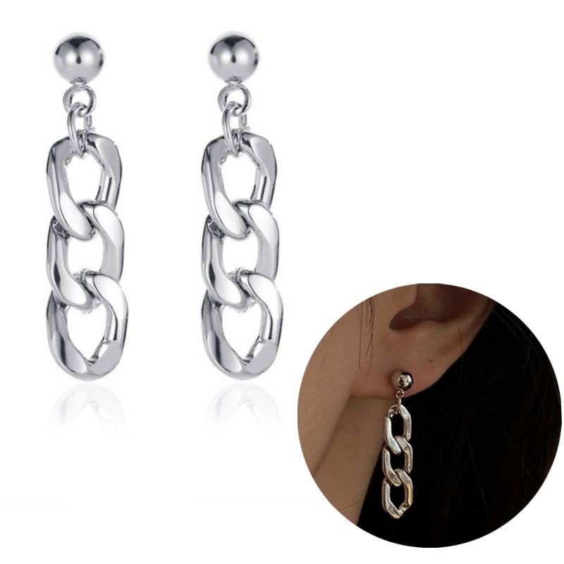 Anting Tusuk Rantai Besar Big Alumunium Chain Stud Earrings