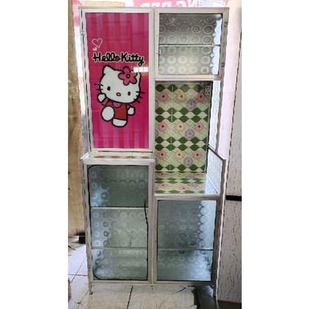 (GRATIS ONGKIR) Rak Piring 2 Pintu Rak Piring 3 Pintu Gendong Alumunium Kaca