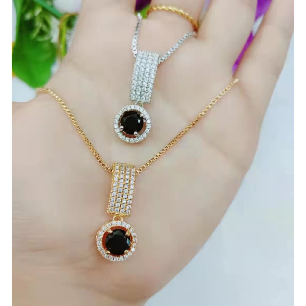 Kalung xuping permata putih&amp;hitam lapis emas A,B