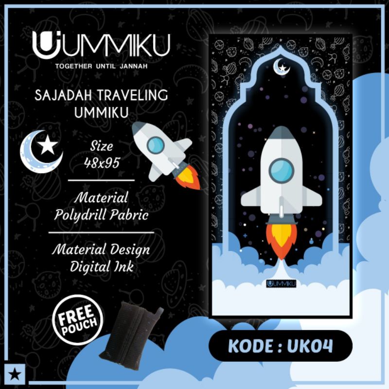 Sajadah Travel Anak UMMIKU / Sajadah Lipat Motif Anak Anak / Sajadah Travelling-2