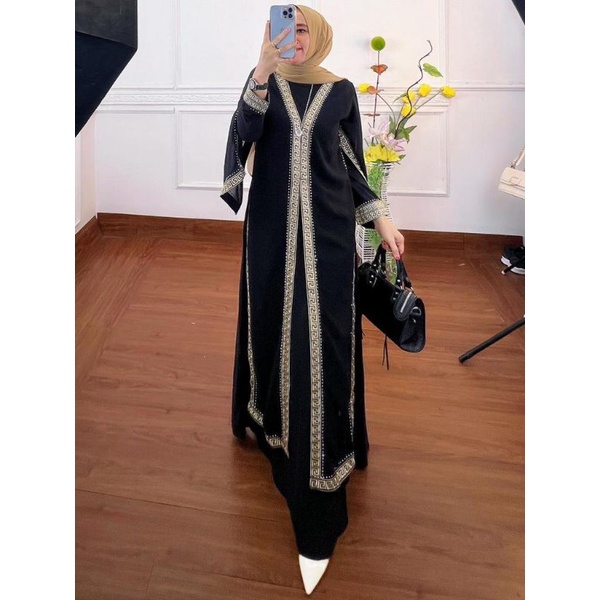 GAMIS ABAYA TURKEY LENGAN CAPE 2LAYER SIMPEL