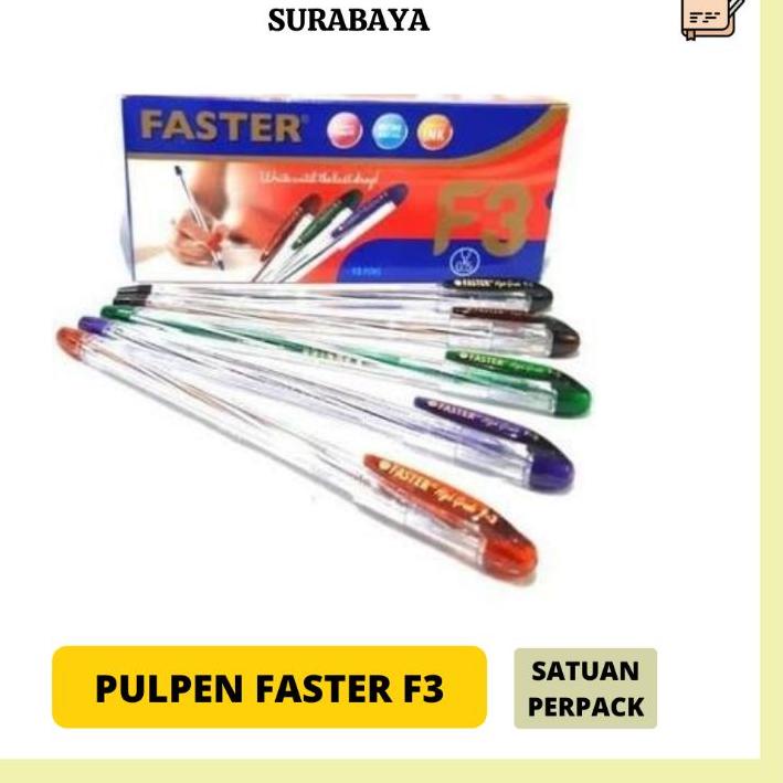 

New PULPEN / BOLPOIN / BALLPOINT FASTER F3 HITAM ORIGINAL 1 PACK