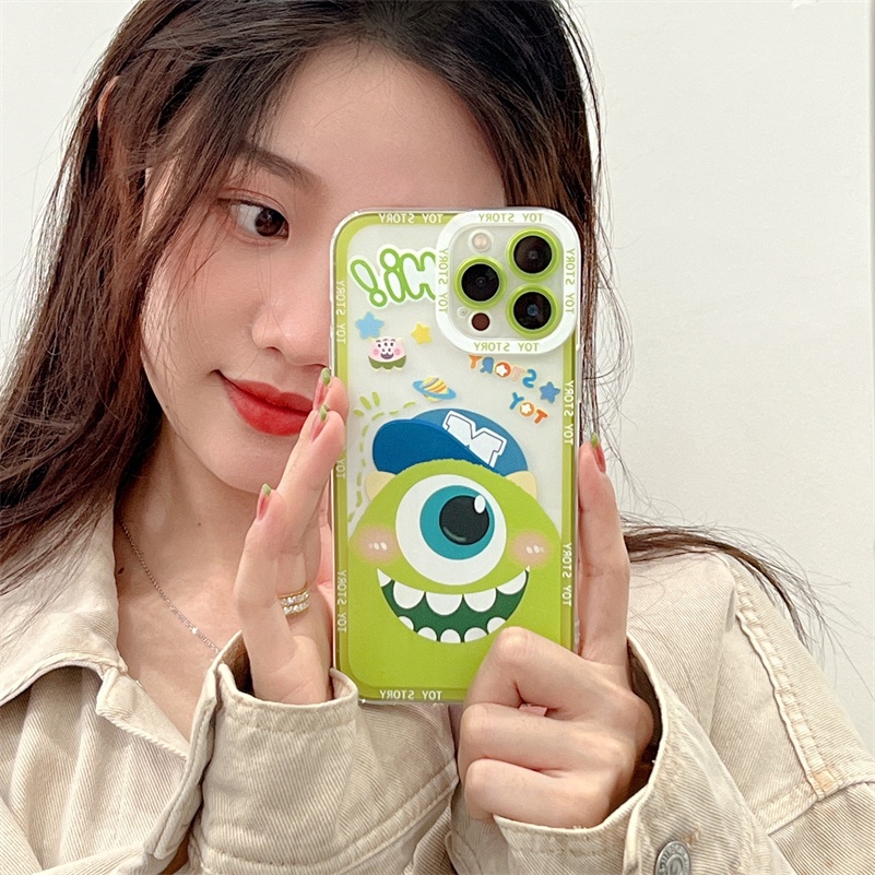 Soft Case Silikon Motif Monster Mata Besar Untuk Compatible for iPhone 14 13 12 11 Pro Max X Xr Xs Max SE 8 7 6 6s Plus  Little Monster Big eyes Clear Phone Case Shockproof Anti-fall Soft Silicone Case Protective Cover