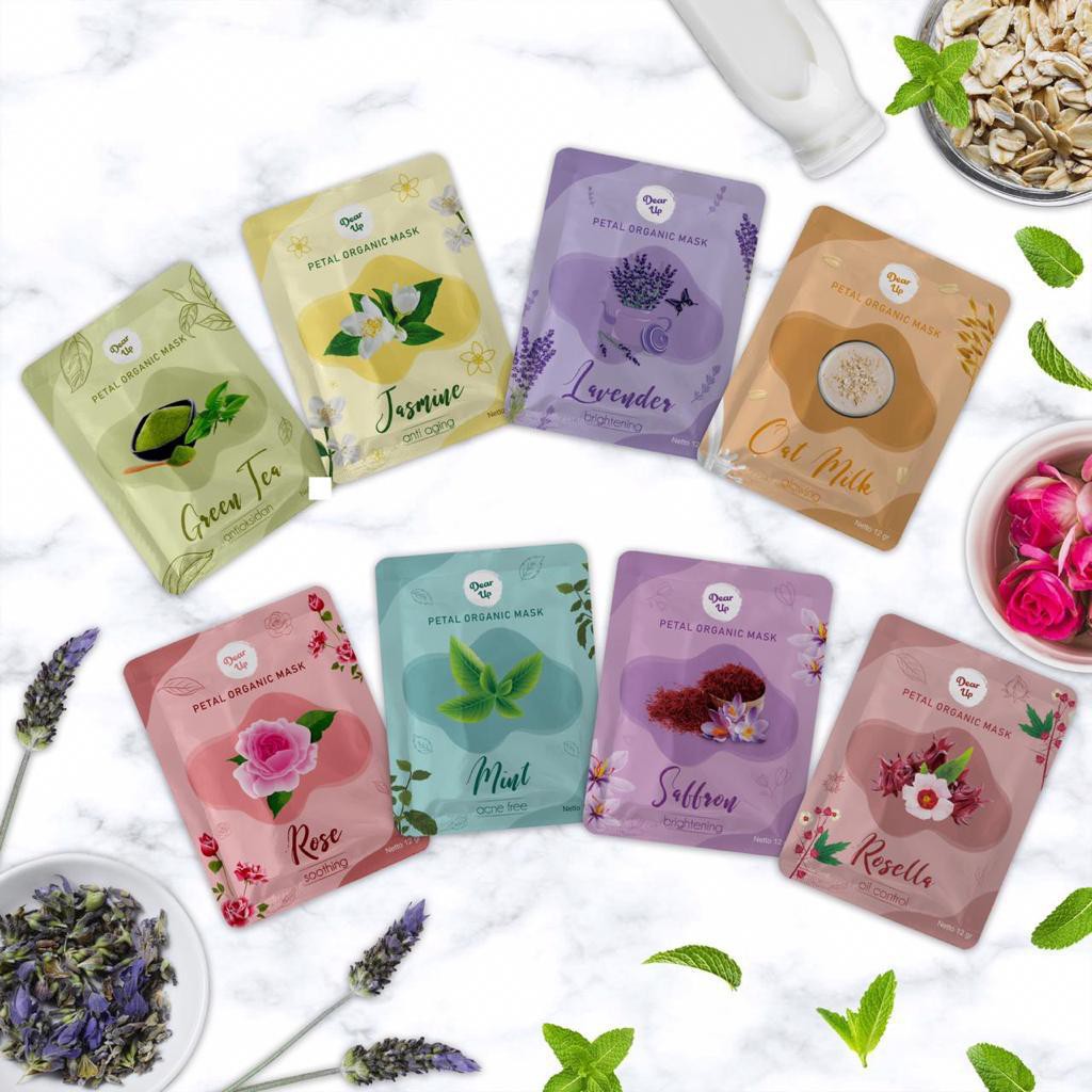 DEAR UP PETAL ORGANIC MASK BPOM TERTERA DI KEMASAN MASKER ORGANIK PETAL