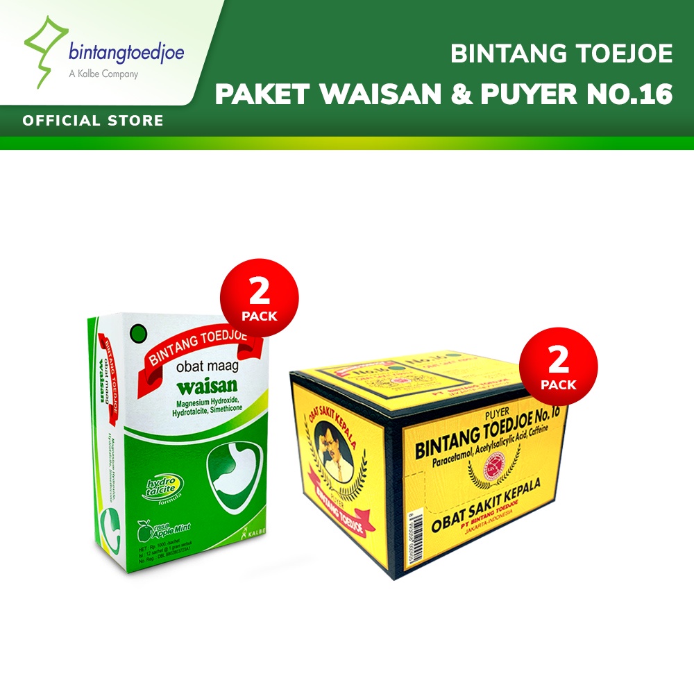 Bintang Toedjoe Obat Maag Waisan 2 Pack & Puyer No.16 24 Sachet