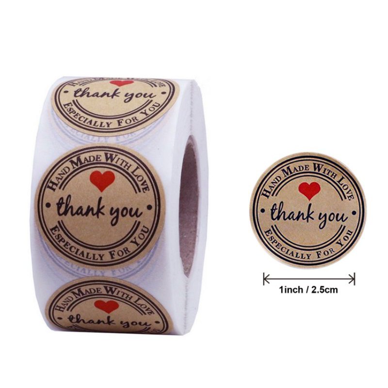 

(1 Pcs) Sticker Label Thank You handmade kraft paper/ Stiker Terimakasih / Segel Kemasan / Label