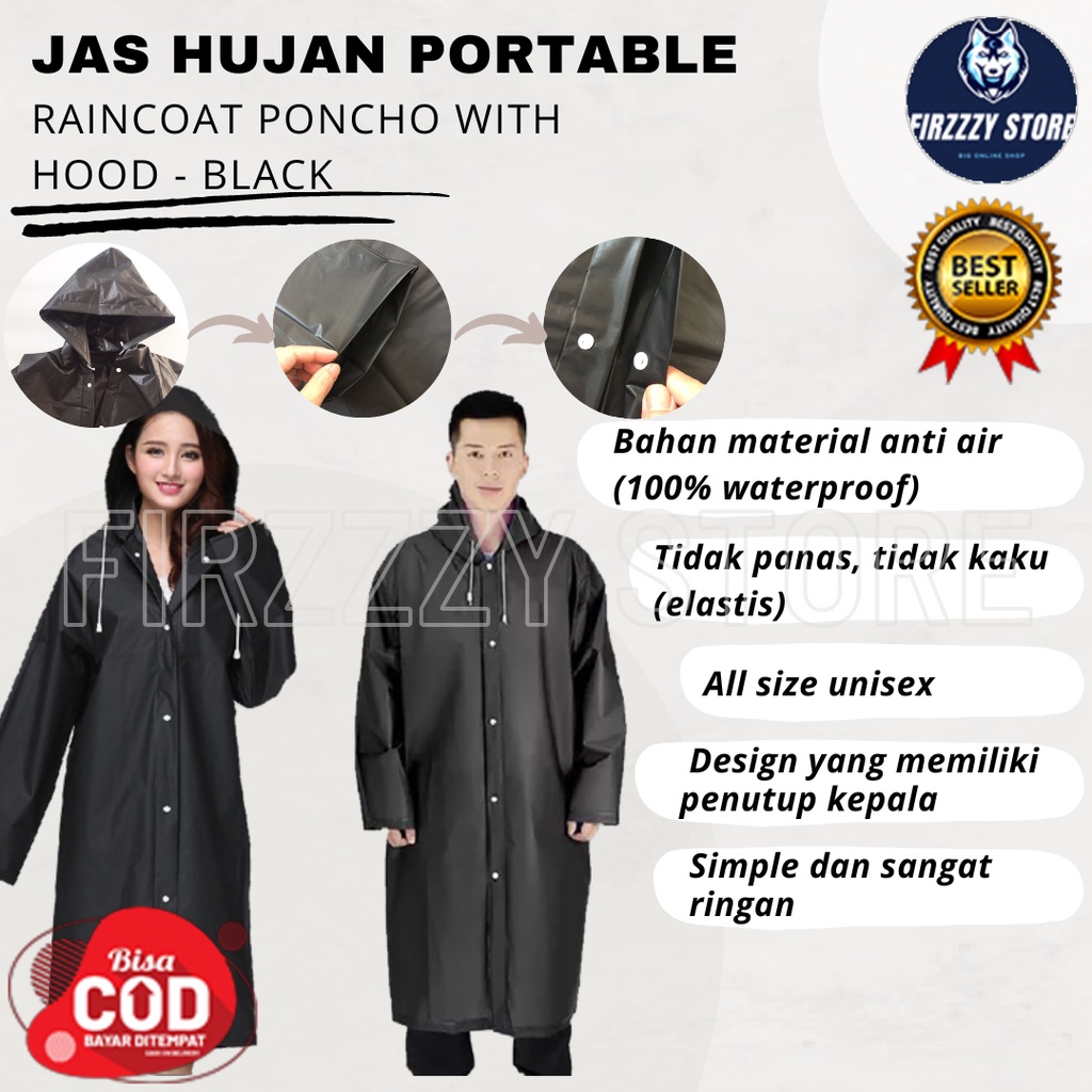 Jas Hujan Portable Raincoat Poncho with Hood