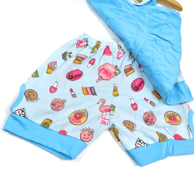 SETELAN BABY FASHION ANAK PEREMPUAN BAHAN KAOS MOFIT ICE CREAM GAMBAR SABLON 1 TAHUN