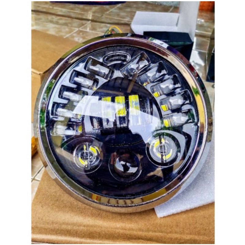 Lampu Depan RX king New Bulat 7in Set Diameter Daymeker Set Batok Ninja Scorpio