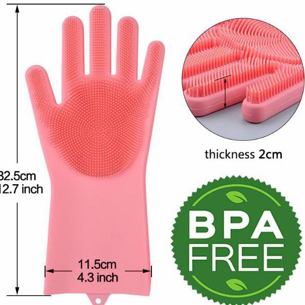 Sarung Tangan Sikat silicone motor oven dapur cuci piring Magic Glove Mencuci silikon Funbaky