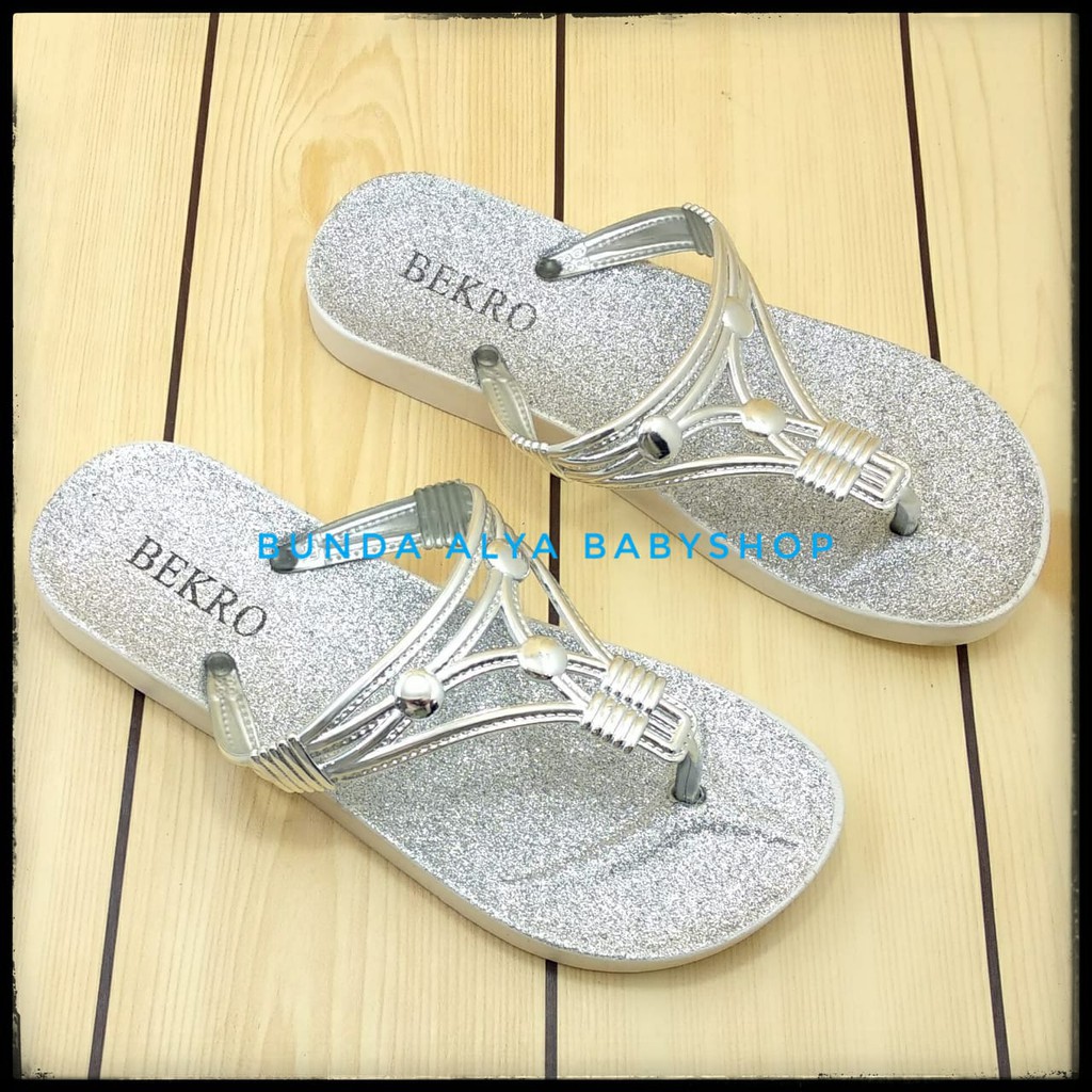 Sandal Wanita Jepit SILVER Size 36 - 40 - Sendal Jepit Perempuan Casual Flat - Sandal Cewek Trendy