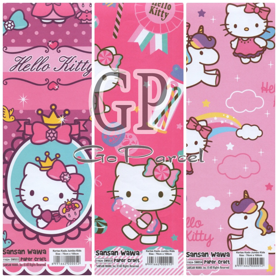 ( 5 Lembar ) JUMBO GIRLS / PRINCESS SANWA - KERTAS KADO FROZEN PRINCESS MERMAID UNICORN TSUM TSUM SANWA - GIFT WRAP PAPER SANSAN WAWA HELLOKITTY PINK