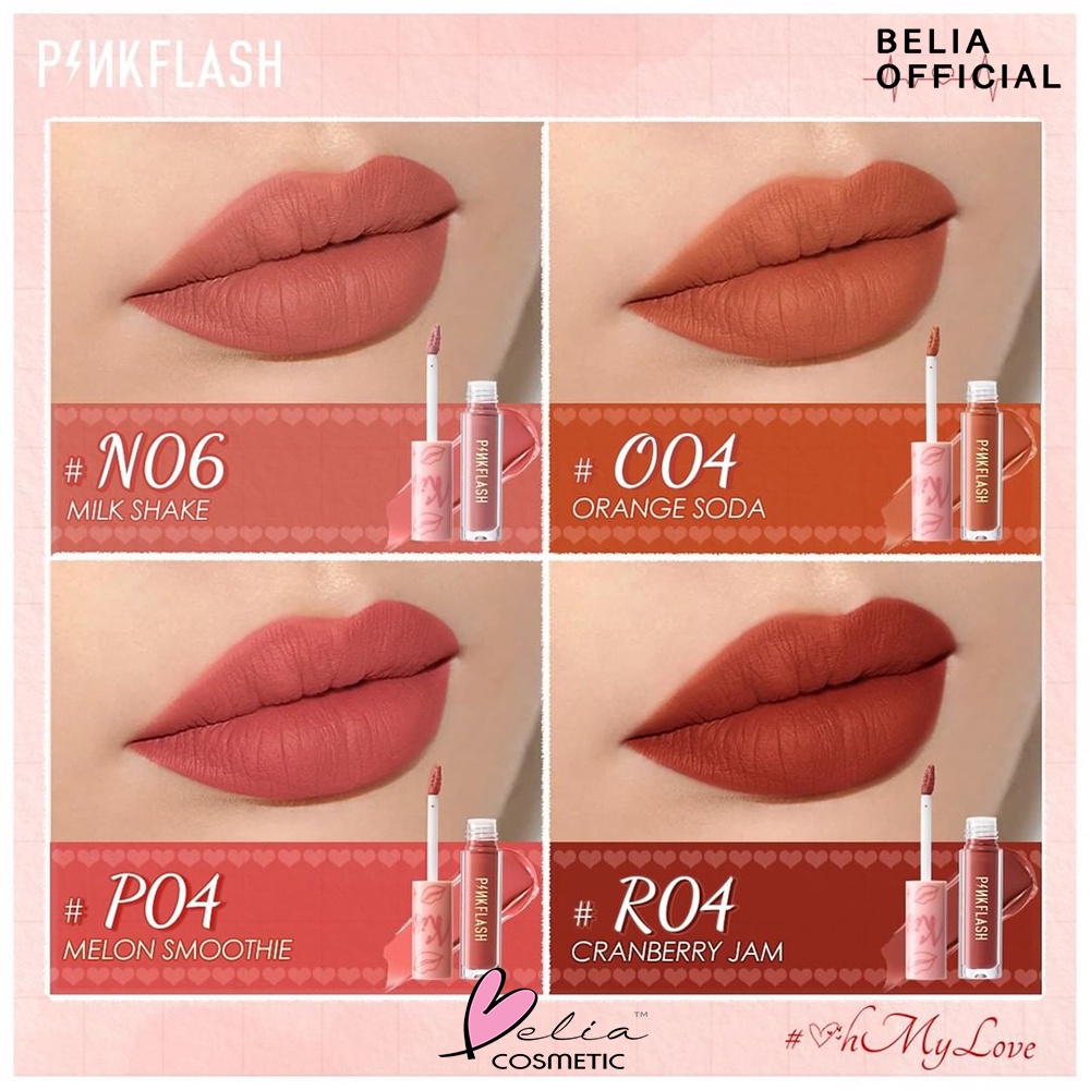 ❤  BELIA ❤ PINKFLASH KISS Lasting Matte Lip Cream OhMyKiss PF-L01 | Pink Flash | Matte | Lip Cream | BPOM