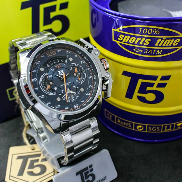 Jam T5 H 3633 original chrono aktif bergaransi free box kaleng