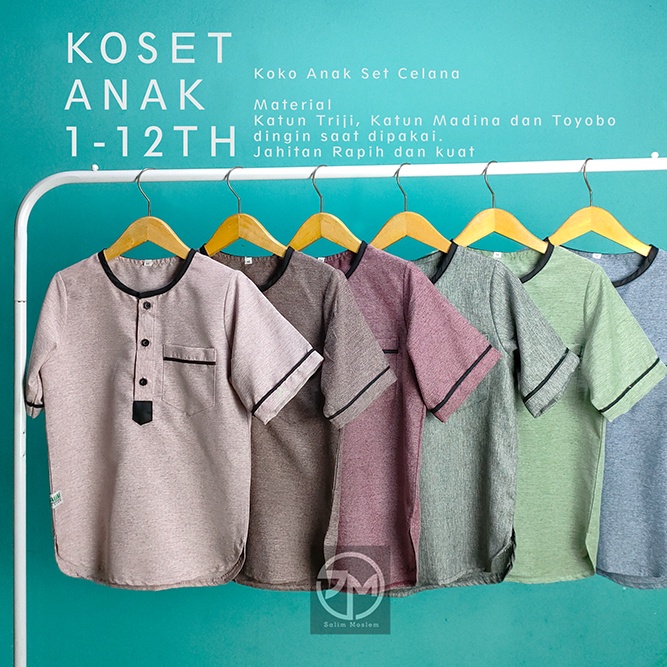 Salim_Moslem Koko Anak Laki-Laki | Koko Set Anak | Baju Setelan Anak Laki-laki | Triji 1-12 tahun