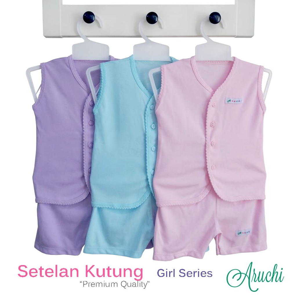 ARUCHI SETELAN POLOS / SALUR KUTUNG BOY / GIRL S M L ( 3-12 Bulan )