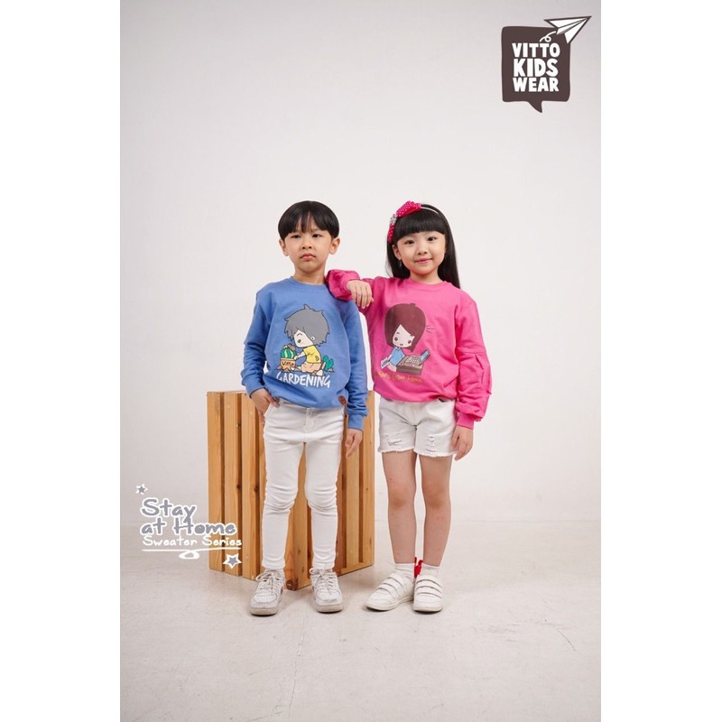 Sweater Vitto Kidswear | Sweater Stay At Home | Sweater Anak Keren nablfashion