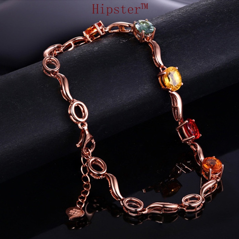 Popular Creative Wave Pattern Natural Five-Color Gem Fashion Bracelet