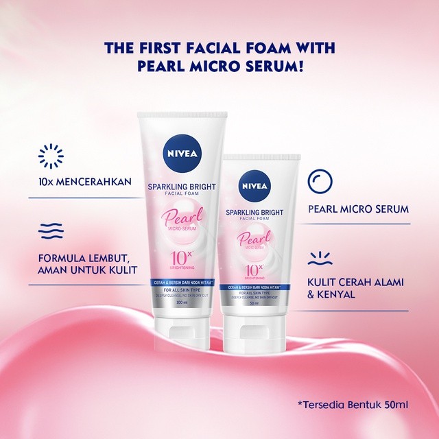 NIVEA Sparkling White Whitening Facial Foam - 100ml-50ml